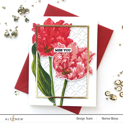 Altenew Build-A-Flower Set Build-A-Flower: Parrot Tulips Layering Stamp & Die Set & Ink Bundle
