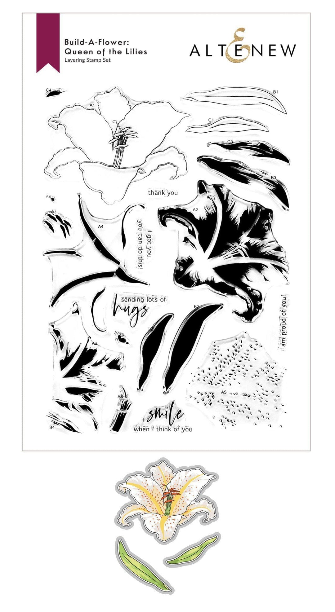 Altenew Build-A-Flower Set Build-A-Flower: Queen of the Lilies Layering Stamp & Die Set