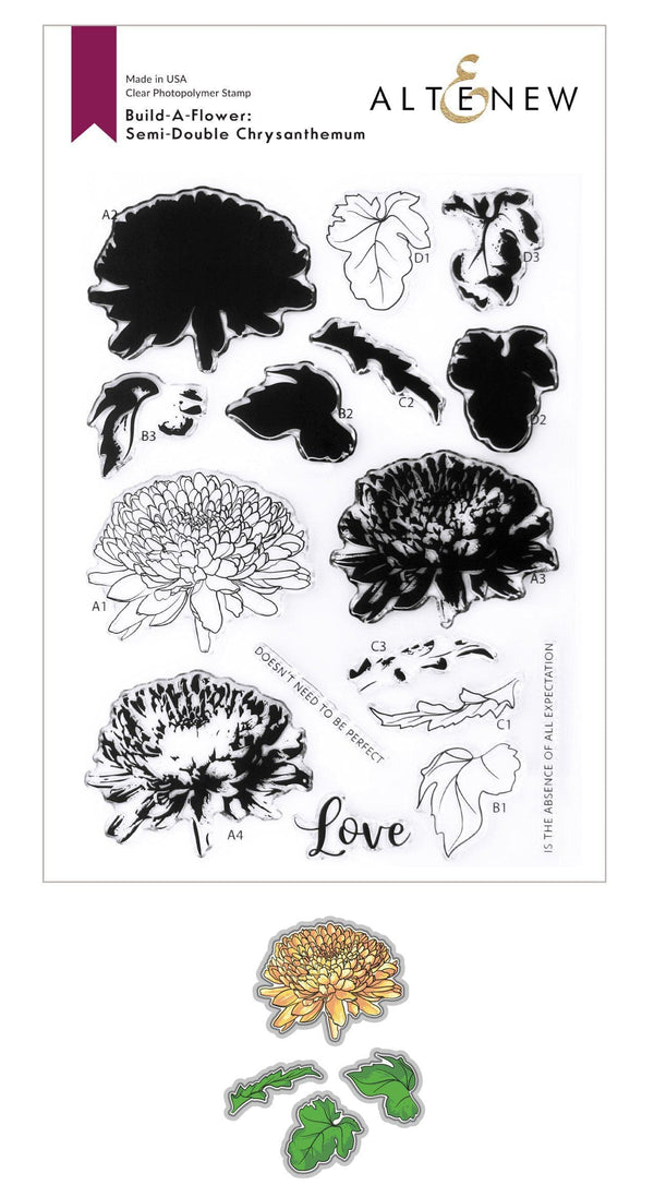 Altenew Build-A-Flower Set Build-A-Flower: Semi-Double Chrysanthemum Layering Stamp & Die Set
