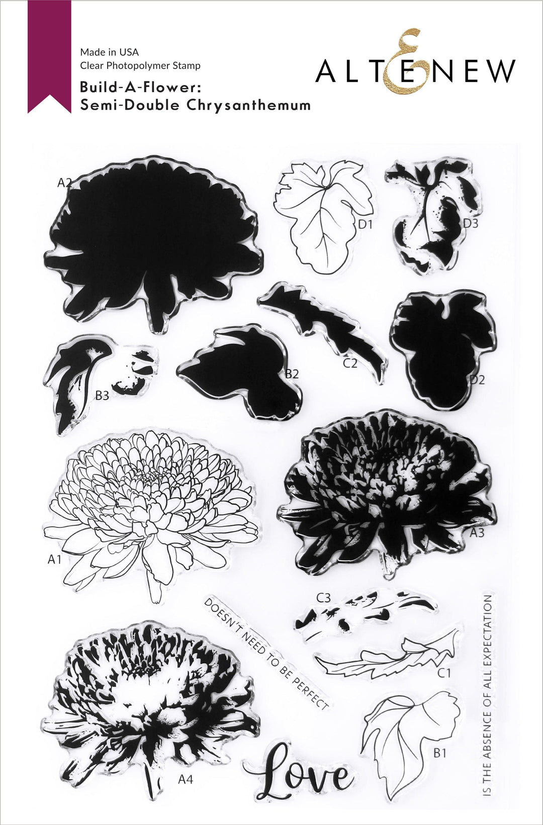 Altenew Build-A-Flower Set Build-A-Flower: Semi-Double Chrysanthemum Layering Stamp & Die Set