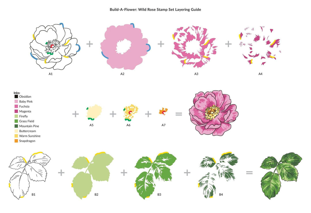 Altenew Build-A-Flower Set Build-A-Flower: Wild Rose Layering Stamp & Die Set