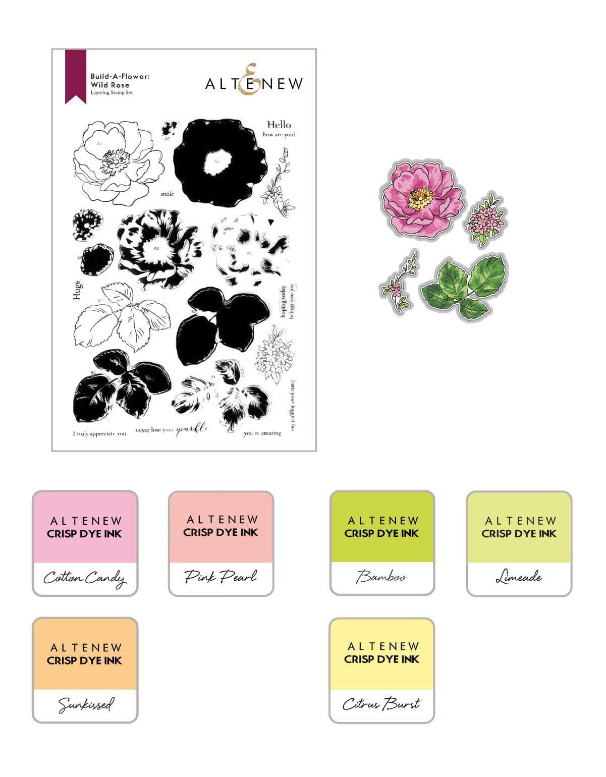 Altenew - Clear Stamps & Die bundle - Build-A-Flower: Wild Rose Layering  Stamp & Die Set