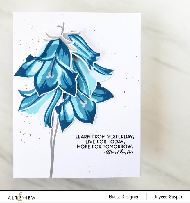 Build-A-Flower Bellflower layering stamp and die set by Altenew, featuring detailed flower and leaf components for crafting.