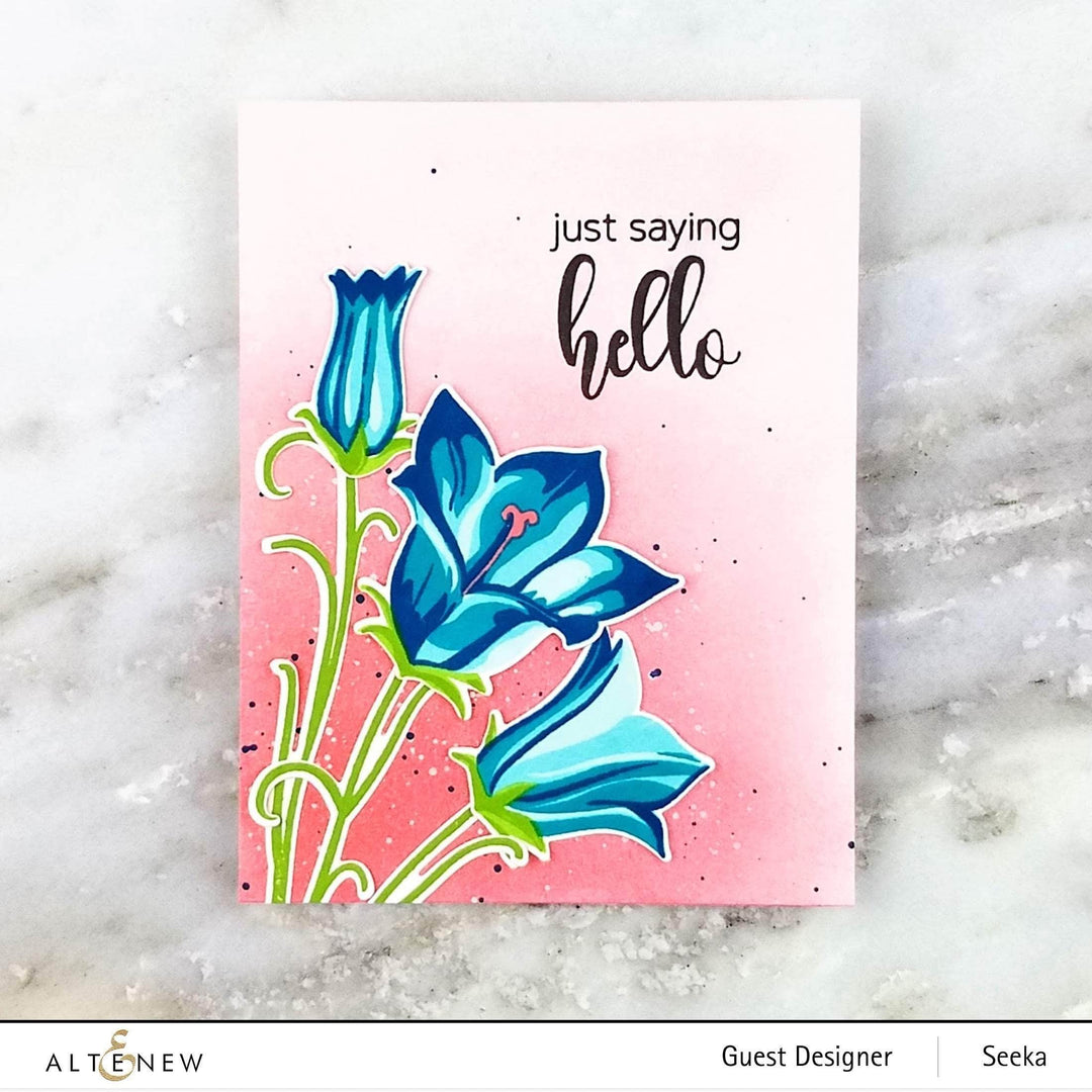 Build-A-Flower Bellflower layering stamp and die set by Altenew, featuring detailed floral components for crafting projects.