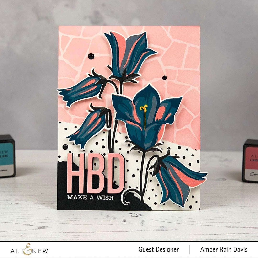 Altenew Build-A-Flower Bellflower Layering Stamp and Die Set for floral crafting and card making.