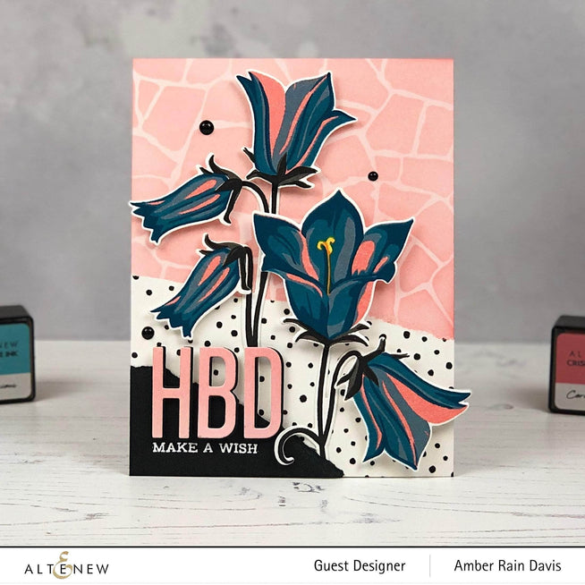 Altenew Build-A-Flower Bellflower Layering Stamp and Die Set for floral crafting and card making.