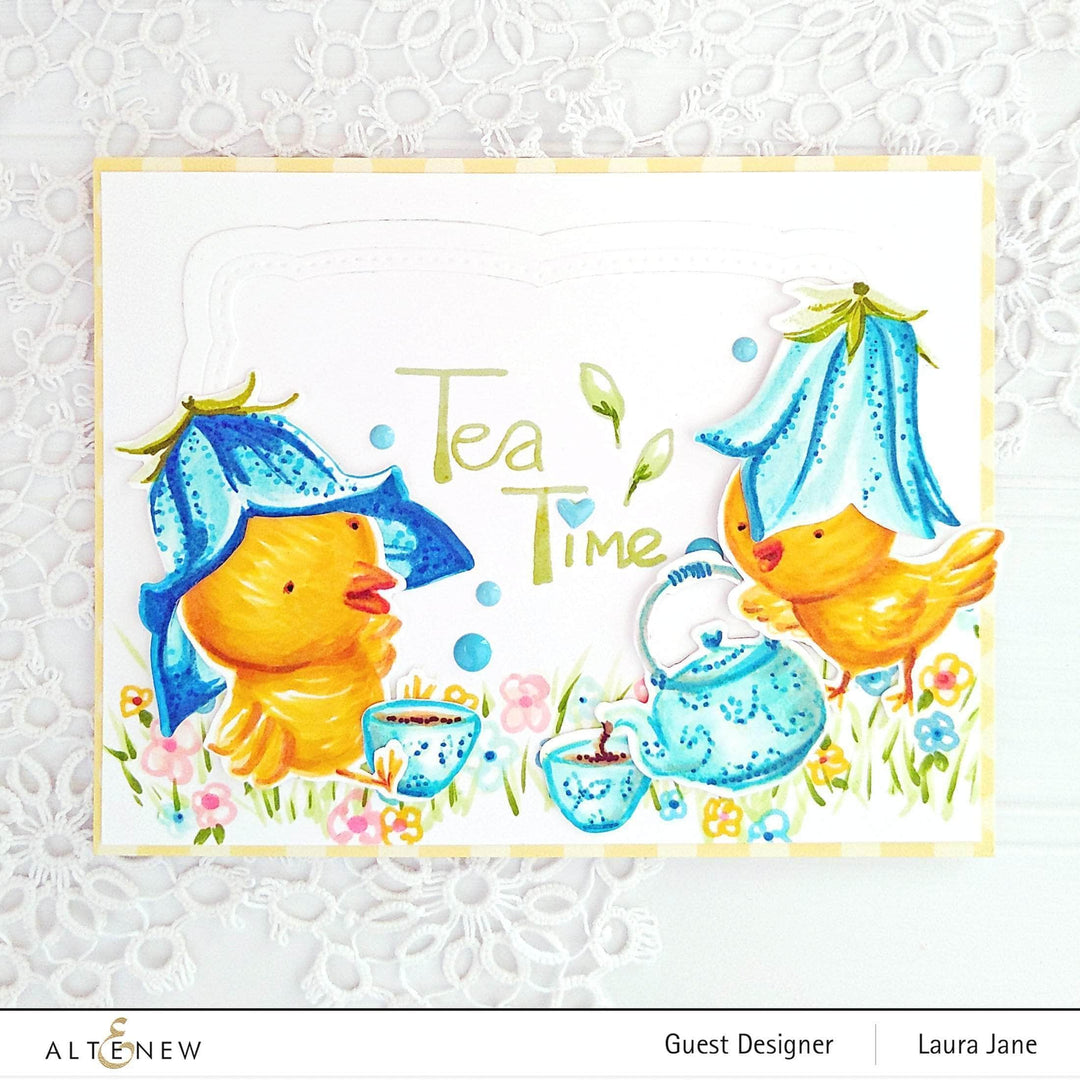 Build-A-Flower Bellflower layering stamp and die set by Altenew, showing detailed floral components and crafting tools.