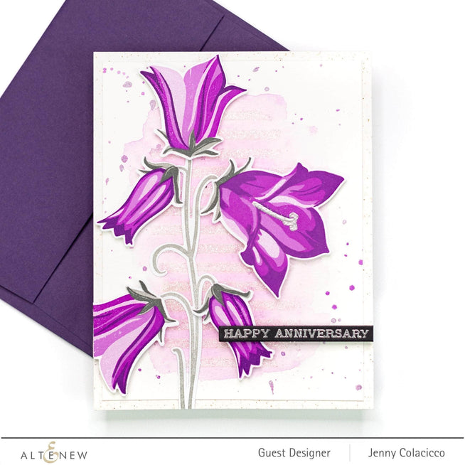Build-A-Flower Bellflower Layering Stamp & Die Set by Altenew, featuring floral stamps and dies for detailed flower crafting.