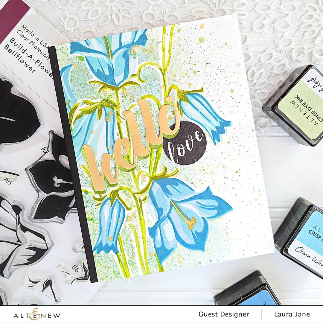 Build-A-Flower Bellflower Layering Stamp and Die Set by Altenew, featuring floral stamps and dies for crafting projects.