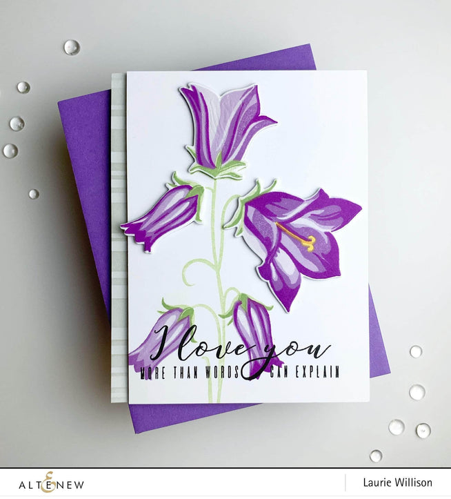 Build-A-Flower Bellflower layering stamp and die set by Altenew, featuring floral stamps and matching cutting dies.