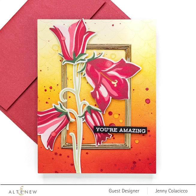 Build-A-Flower Bellflower Layering Stamp and Die Set by Altenew, featuring detailed floral stamps and coordinating dies.