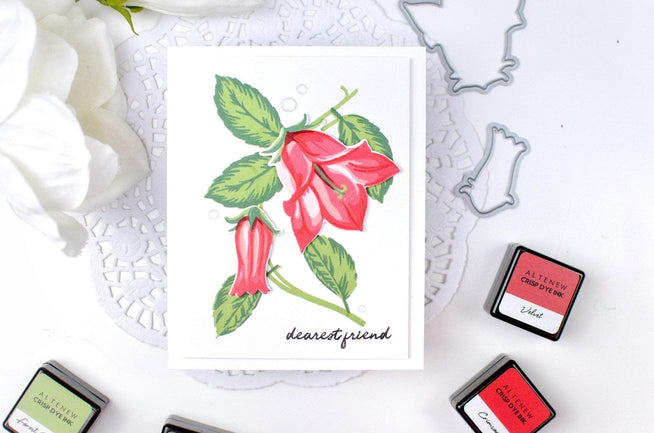 Build-A-Flower Bellflower layering stamp and die set by Altenew, featuring floral stamps and matching dies for crafting.