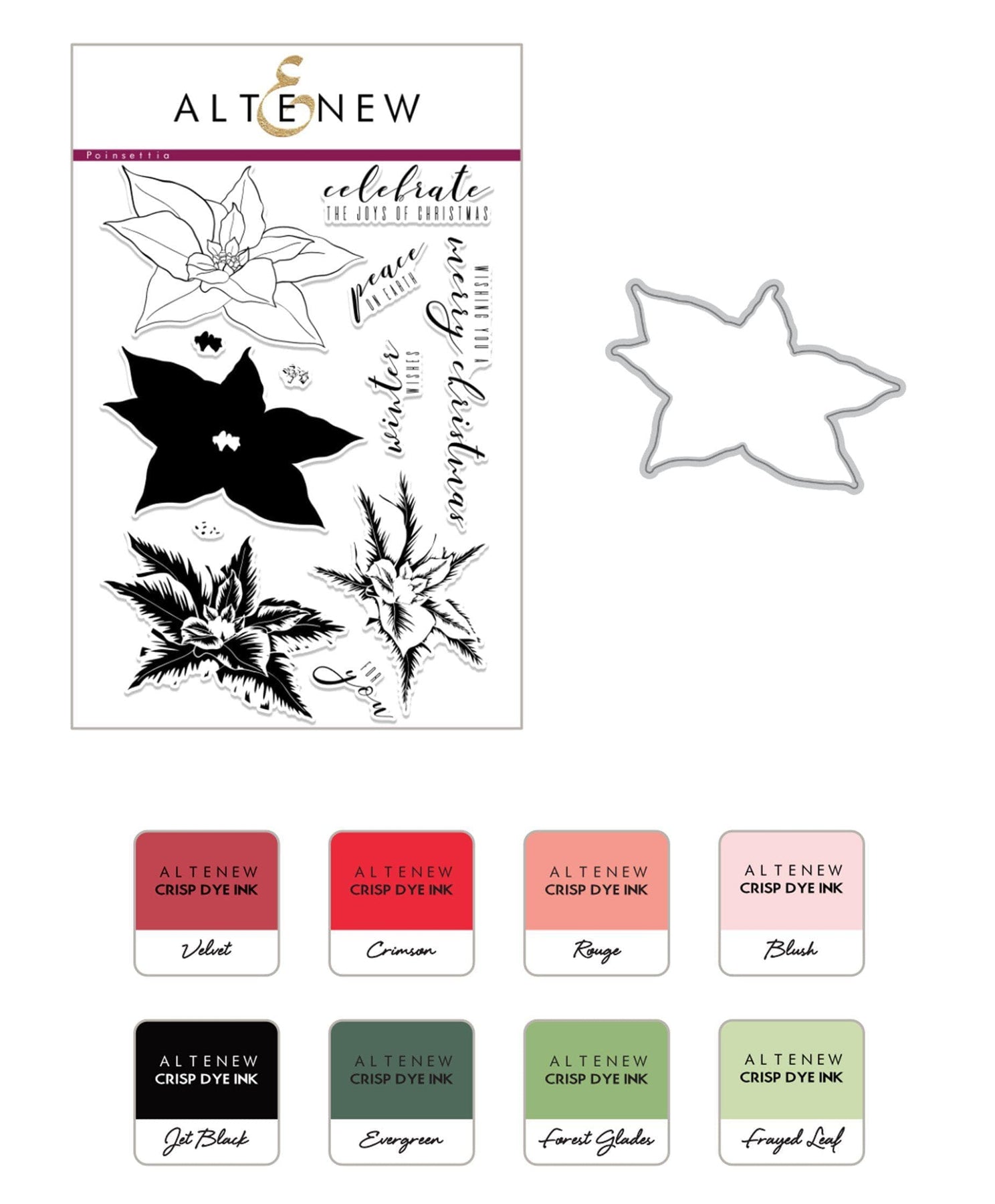 Flowe Ink Build-A-Flower: Poinsettia Layering Stamp & Die Set & Ink Bundle