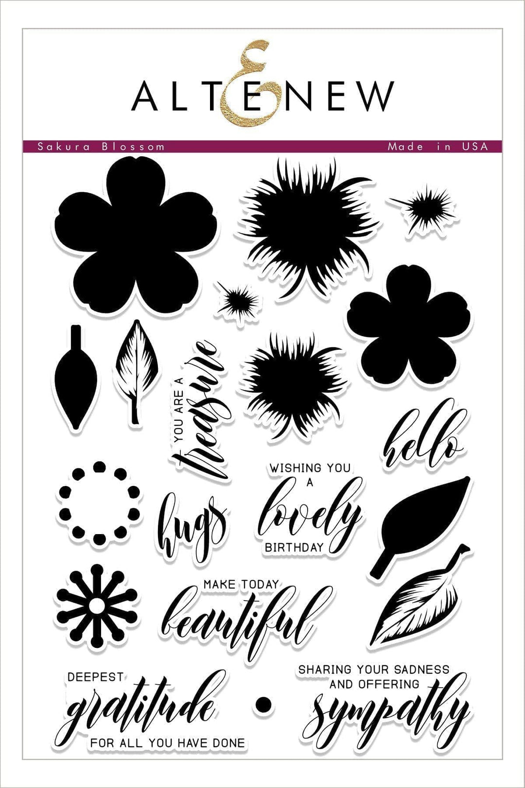 Altenew Build-A-Flower Set Build-A-Flower: Sakura Blossom Layering Stamp & Die Set & Ink Bundle