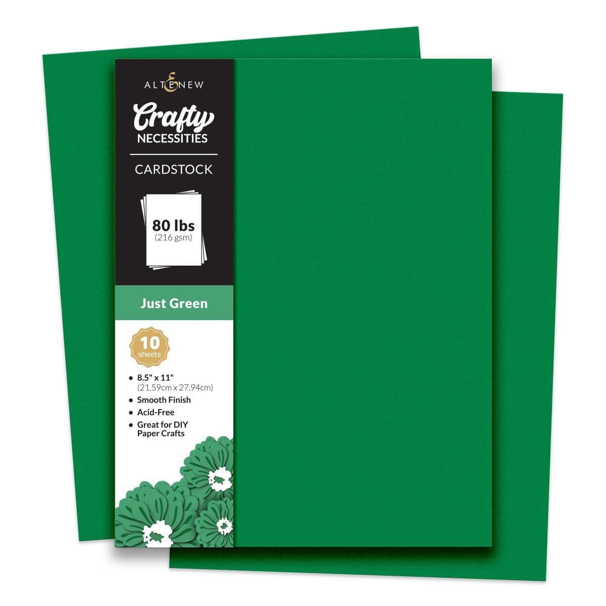 Crafty Necessities: Just Green Cardstock (10 sheets/set) | Altenew