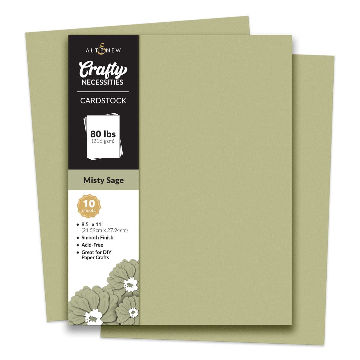 Crafty Necessities: Misty Sage Cardstock (10 sheets/set)