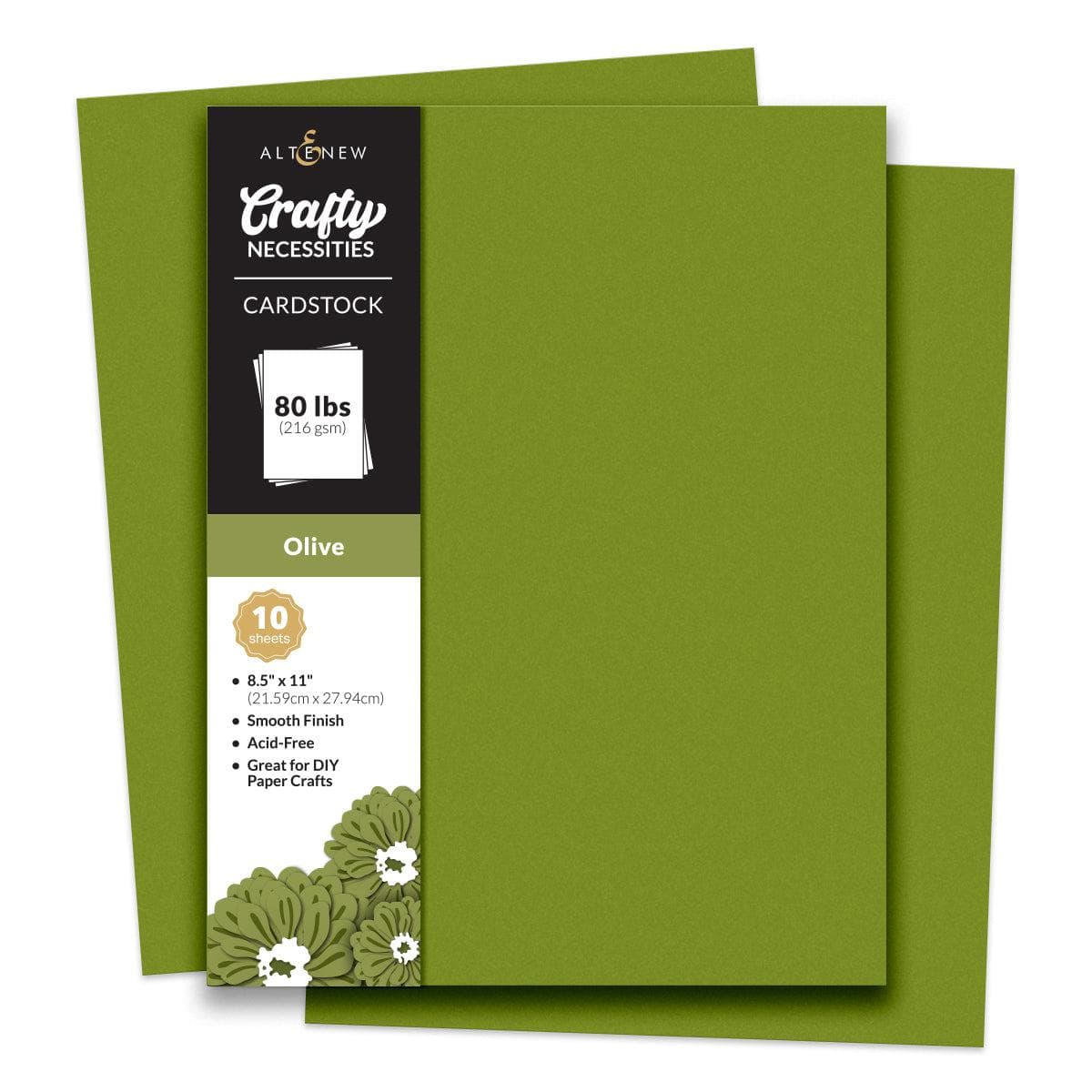 Crafty Necessities: Olive Cardstock (10 sheets/set) | Altenew