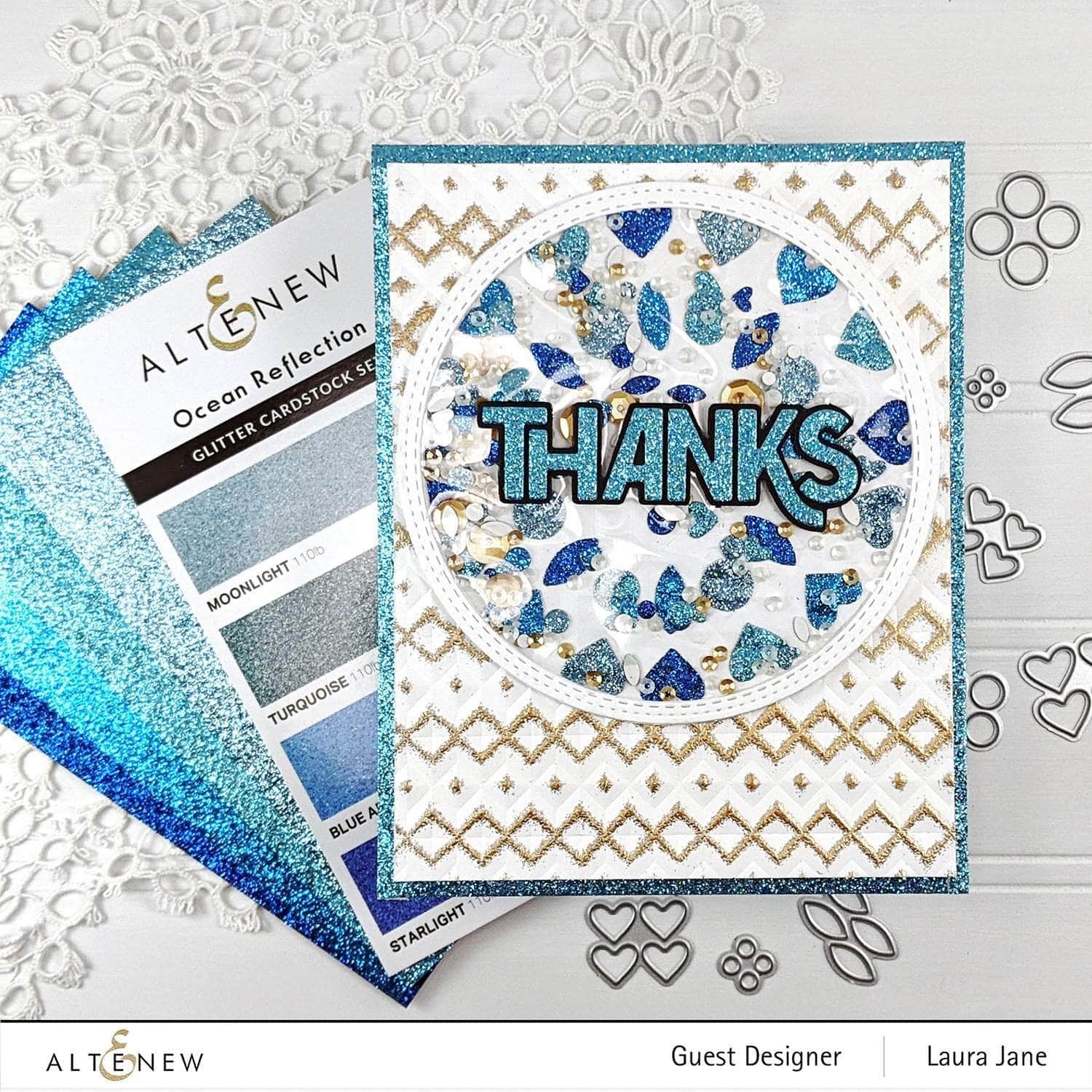 Altenew Blue Turquoise Glitter Gradient Cardstock Set Ocean