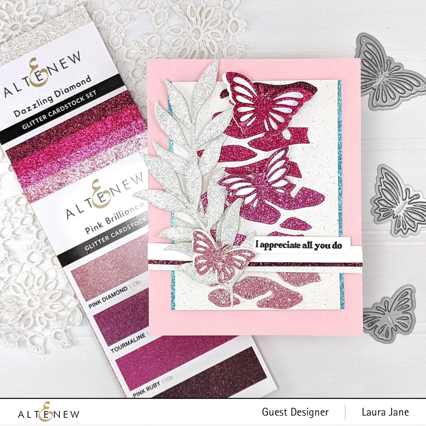 Part A-Glitz Art Craft Co.,LTD Cardstock Glitter Gradient Cardstock Set - Pink Brilliance
