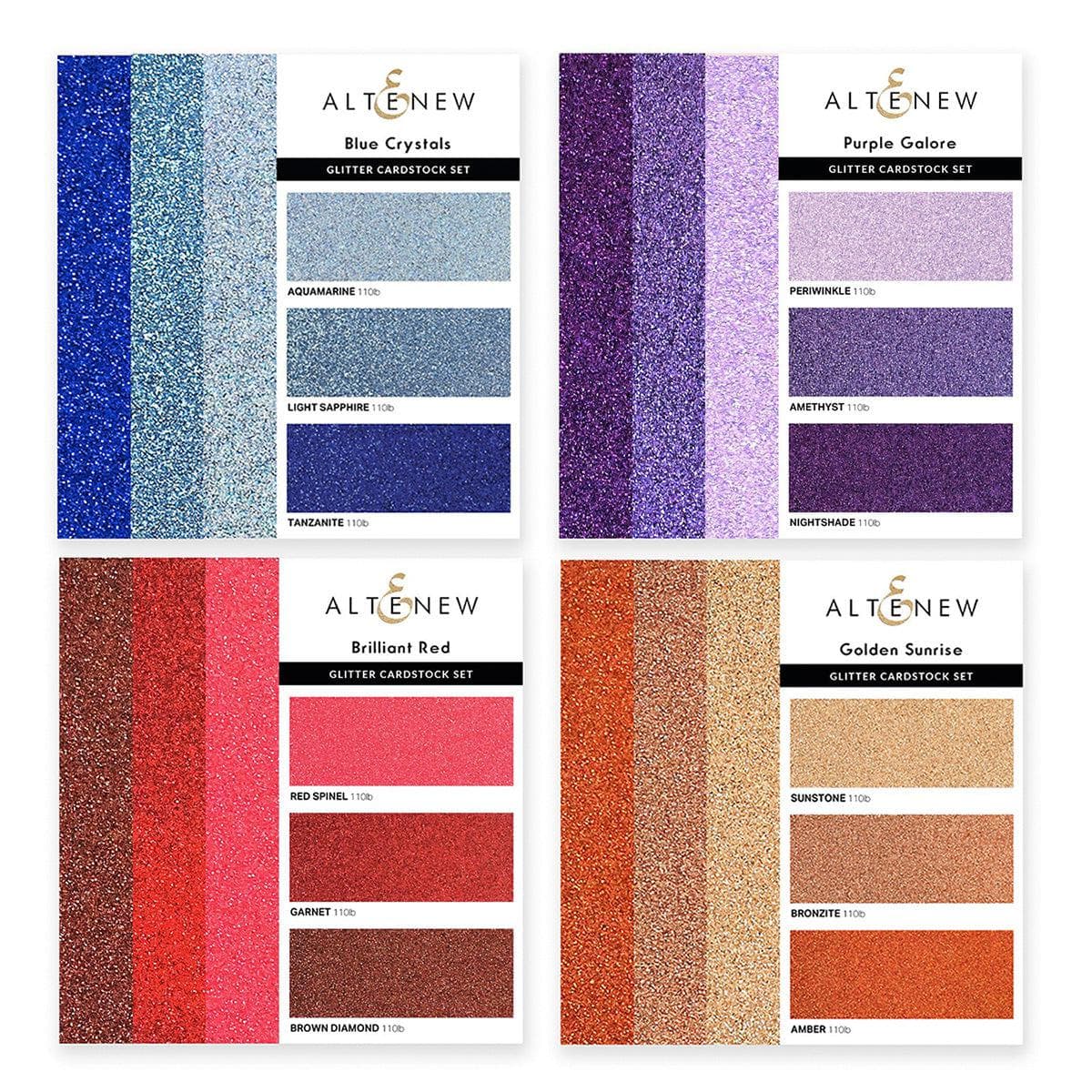 Altenew Sparkling Twilight Glitter Gradient Cardstock Bundle (internal: ALT7617-ALT7620)