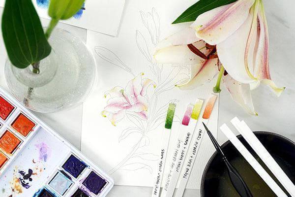 On-demand Altenew watercolor class featuring botanical illustration techniques, with a focus on advanced watercolor painting skills.
