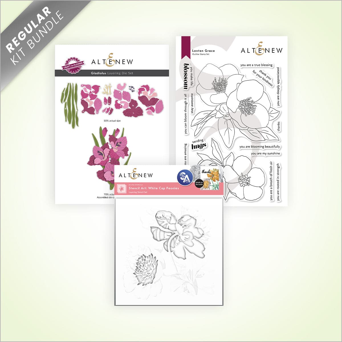Workshop on building your own garden with floral composition techniques, featuring Altenew branding and floral design elements.