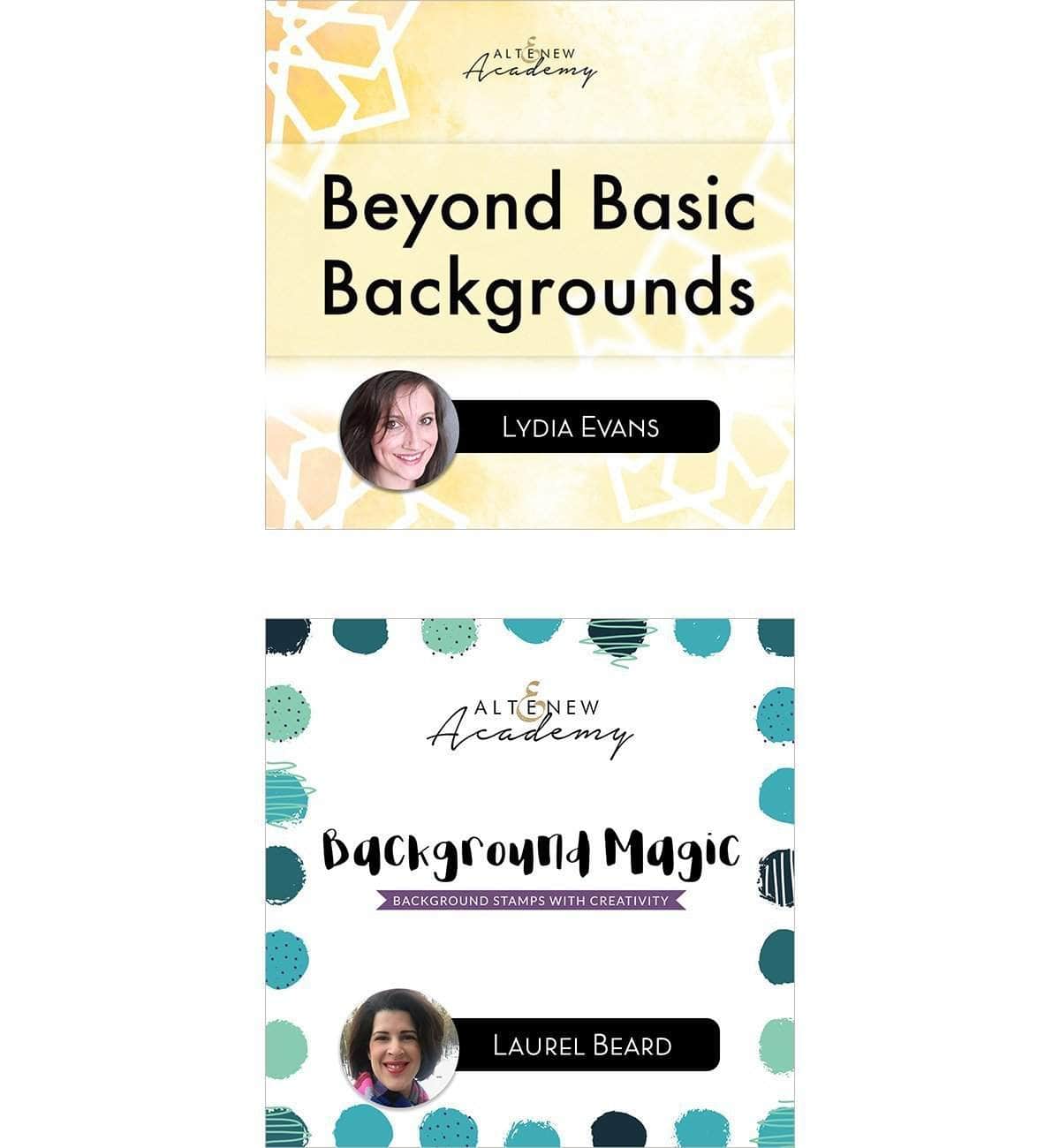Altenew Not So Basic Backgrounds Online Cardmaking Class Bundle on demand, featuring diverse background techniques for card design.