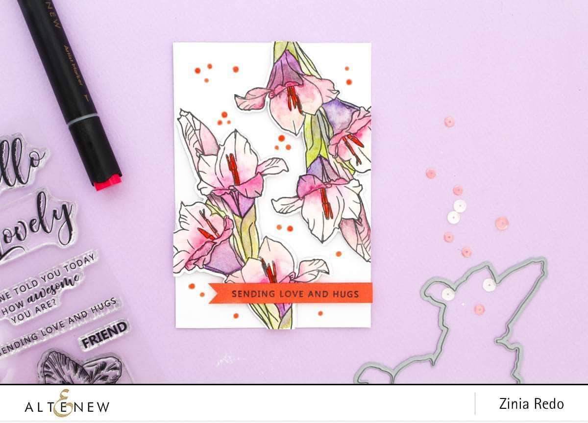 Altenew Creativity Kit Featurette Coloring Over a Stamped Backgrounds Class