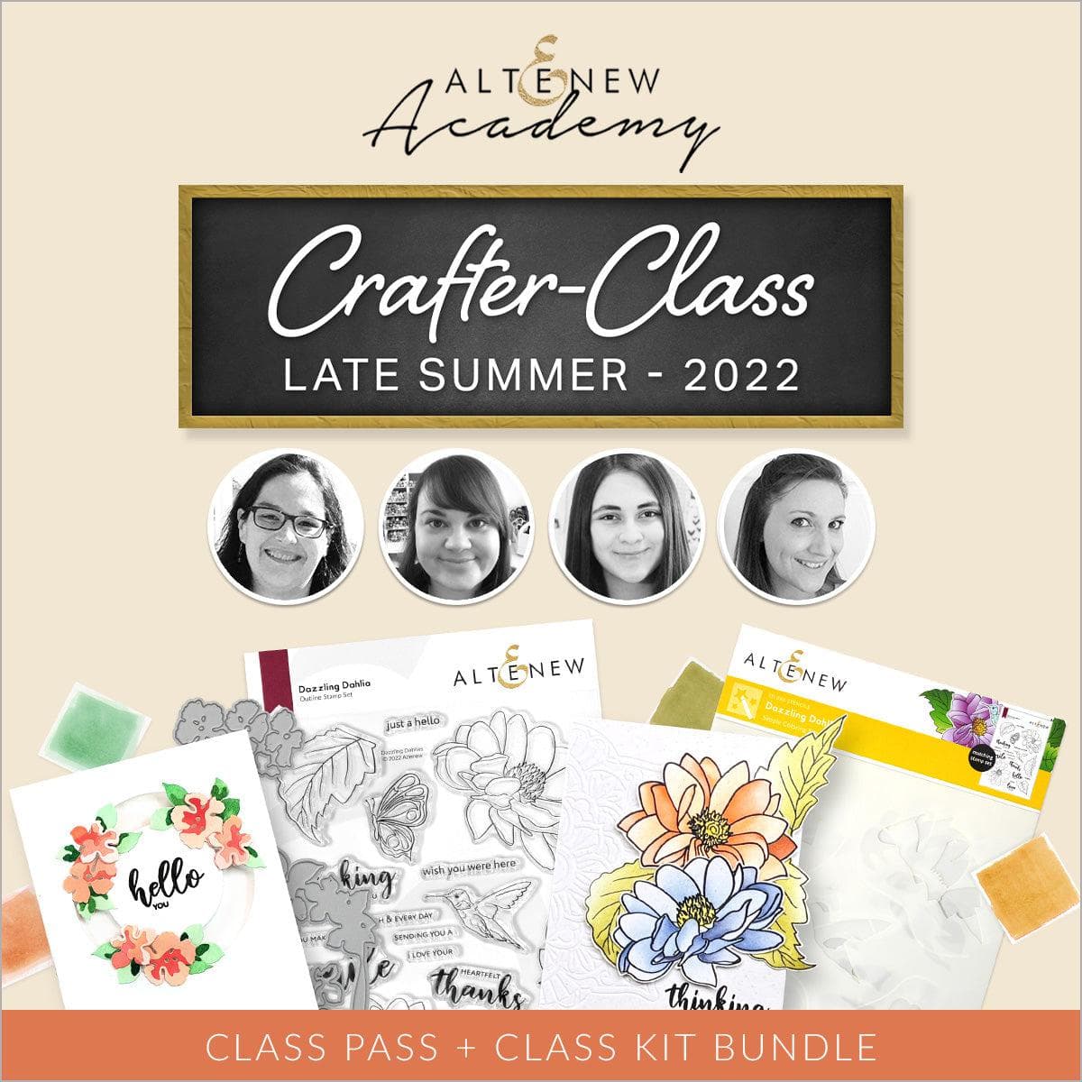 Altenew Crafter-Class Late Summer 2022 class bundle featuring craft supplies and workshop materials for creative projects.