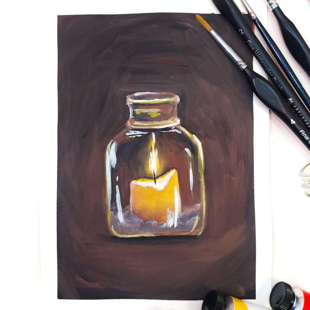 On-demand Altenew crafting class cover featuring gouache painting supplies and a colorful workspace for beginners.