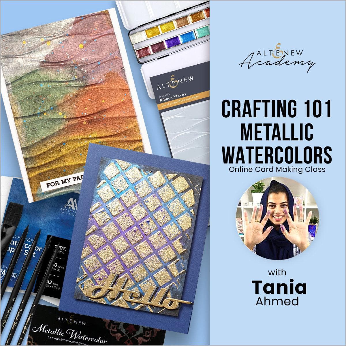Crafting 101 - Metallic Watercolors Online Cardmaking Class