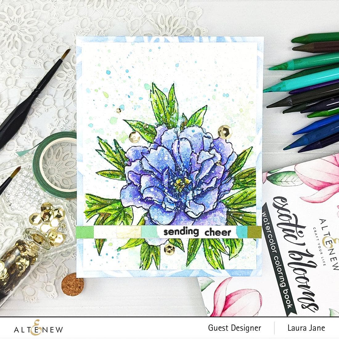 Altenew Crafting 101 Woodless Watercolor Online Cardmaking Class on demand, featuring watercolor techniques and card design tools.
