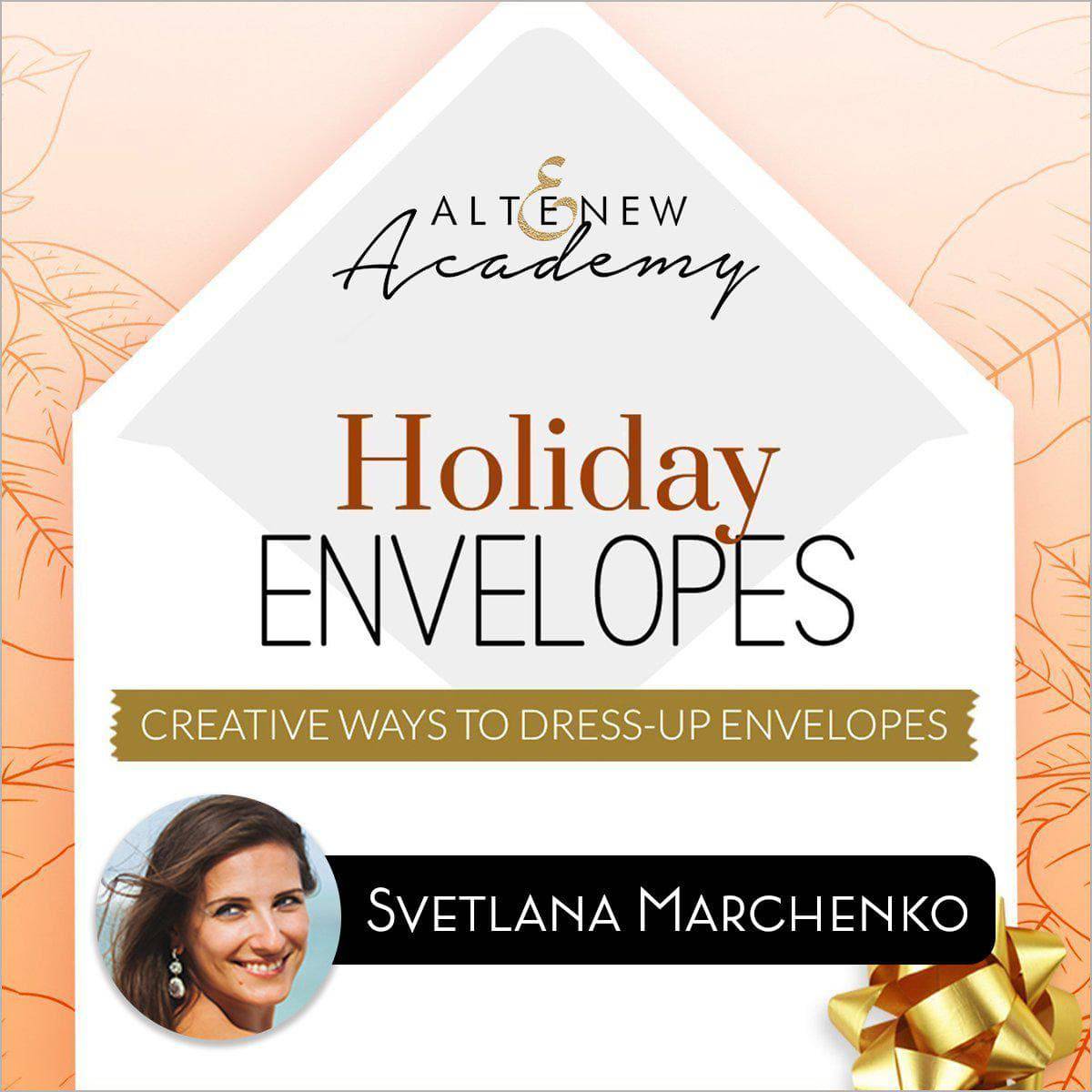 Online cardmaking class by Altenew teaching creative ways to dress up holiday envelopes for handcrafted cards.