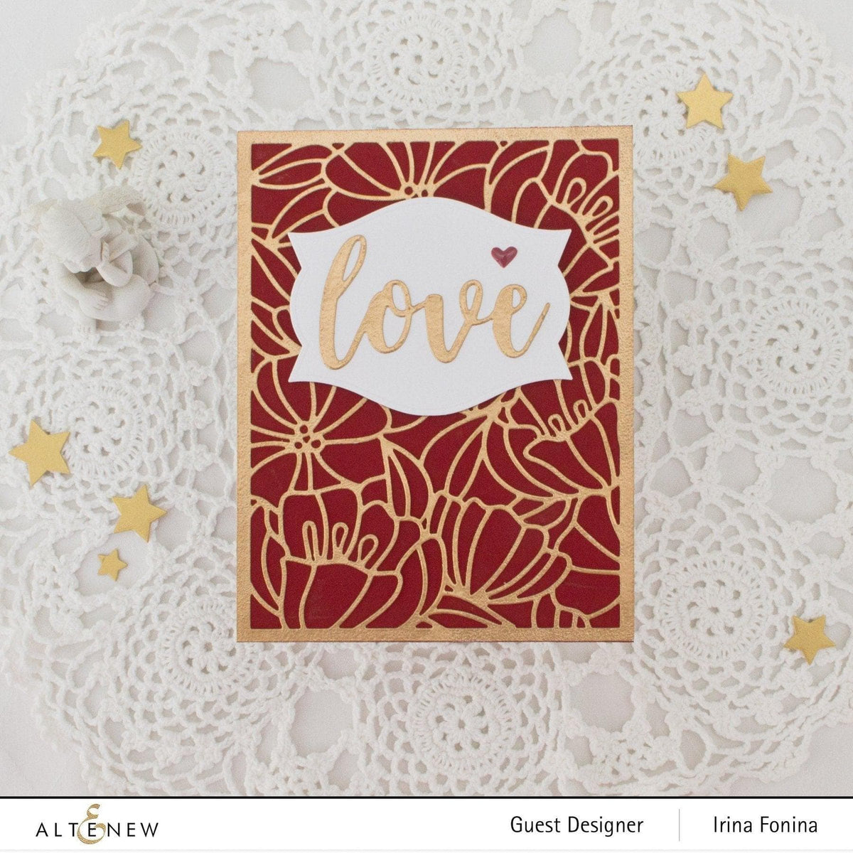 Altenew multi-layered frame background class on demand, showing a colorful, multi-layered paper craft project with intricate frame details.