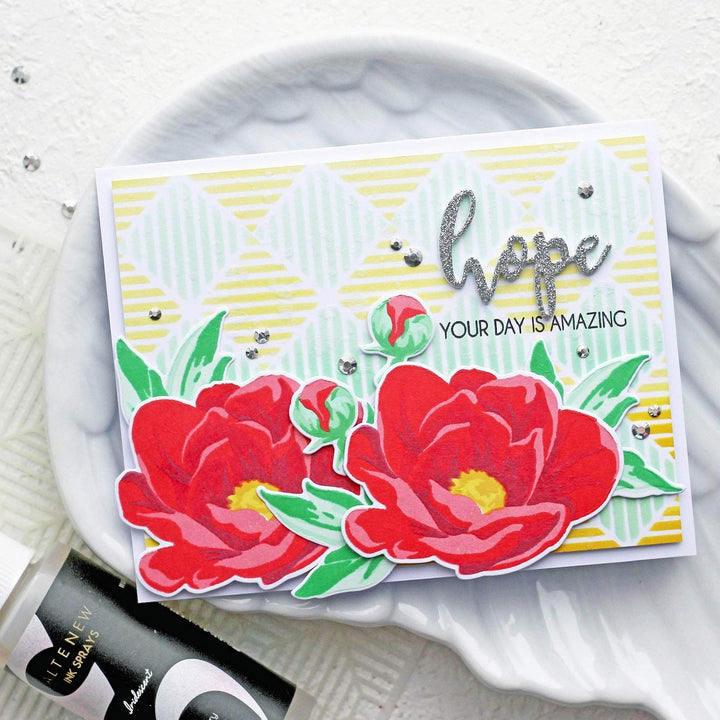 Altenew Creativity Kit Featurette Stamping Over a Stenciled Design Class