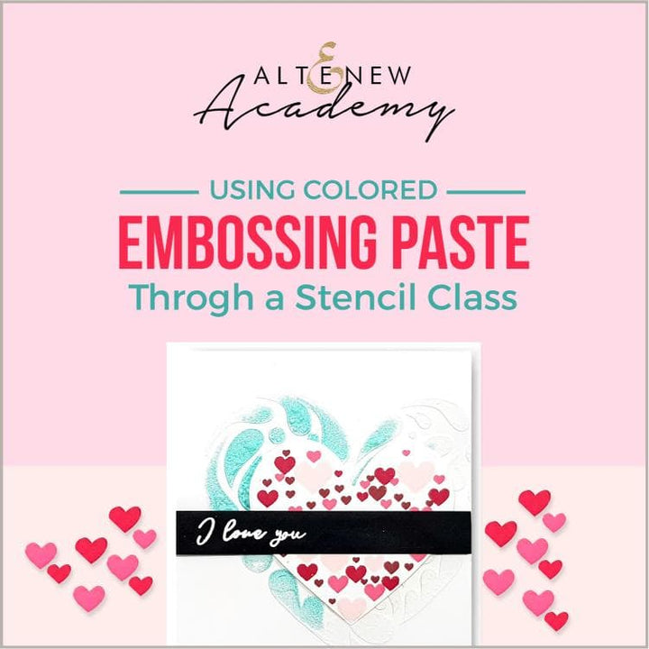 Altenew Creativity Kit Featurette Using Colored Embossing Paste Through a Stencil Class