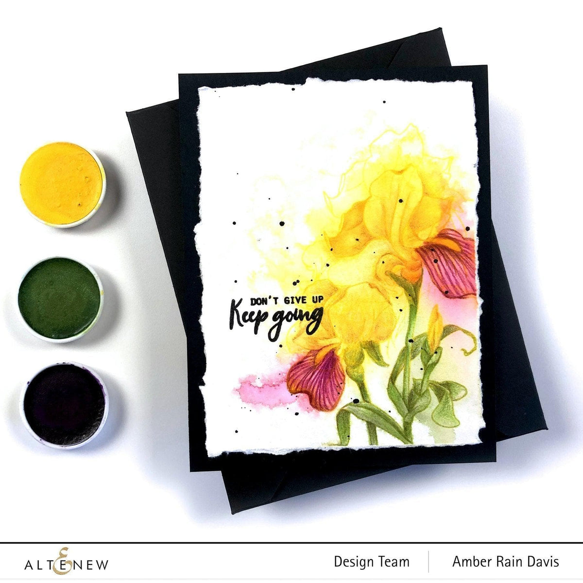 On-demand Altenew watercolor smooshed backgrounds class showing vibrant painted paper with blended watercolor textures.