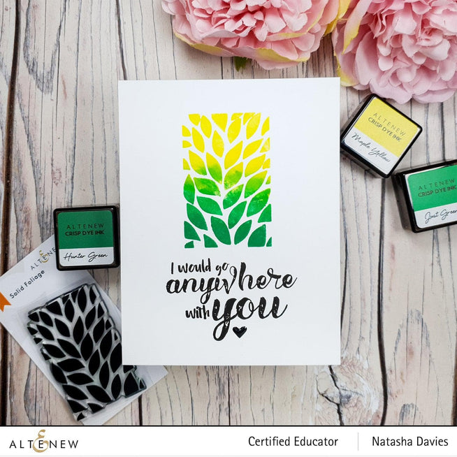 Altenew Anywhere With You clear stamp set featuring floral and sentiment designs for card making and crafting projects.