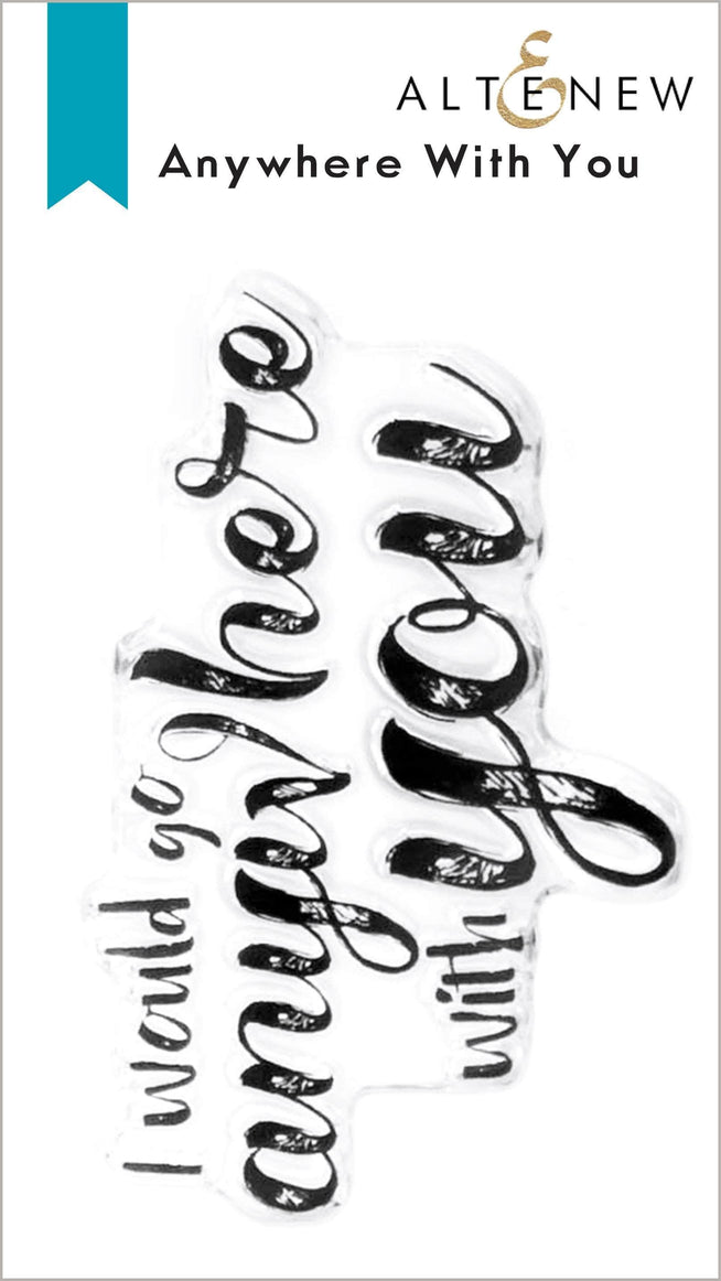 Altenew Anywhere With You clear stamp set with floral and sentiment designs for card making and crafting projects.