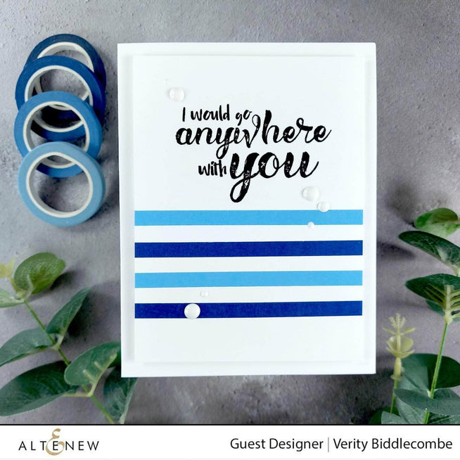 Altenew Anywhere With You clear stamp set with floral and sentiment designs for card making and crafting projects.