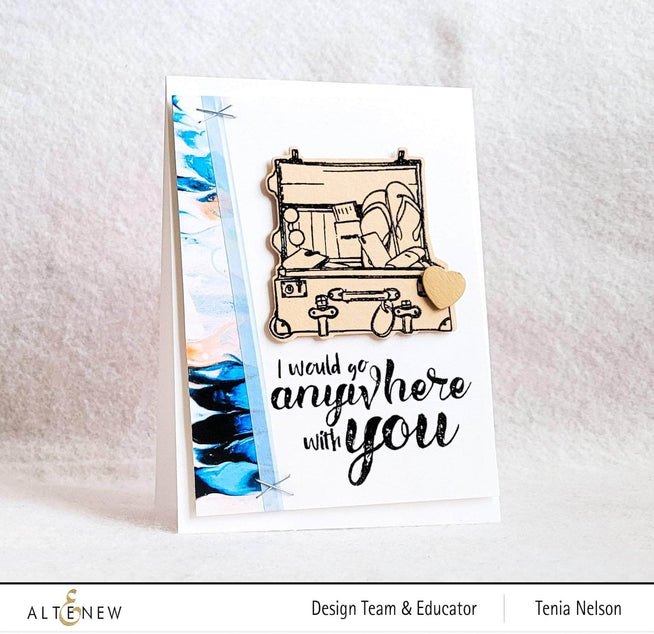 Altenew Anywhere With You clear stamp set featuring floral and script designs for card making and crafting projects.