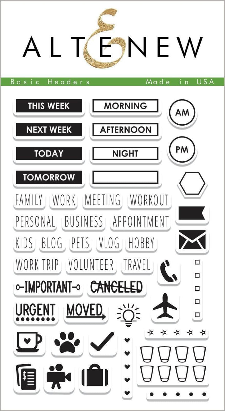Basic Header Sign Basic Headers Stamp Set | Altenew - Craft Your Planning