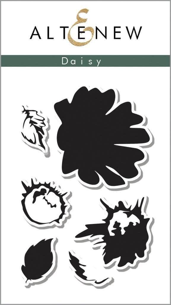 Altenew Daisy Stamp Set with clear floral rubber stamps for card making and craft projects.