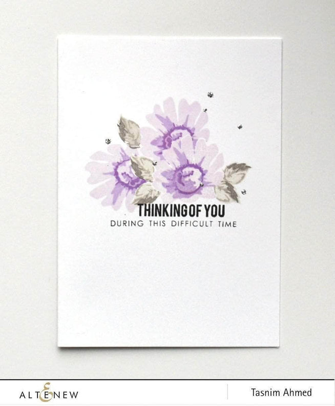 Altenew Daisy Stamp Set with clear floral stamps for card making and crafting projects.