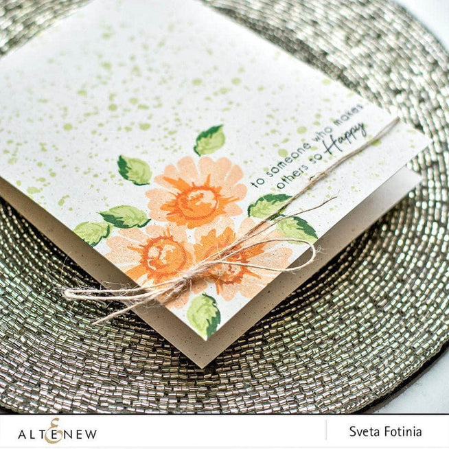 Altenew Daisy Stamp Set with clear floral stamps featuring detailed daisy designs for card making and crafting projects.