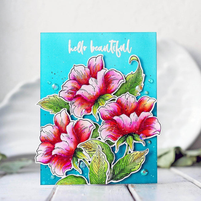 Photocentric Clear Stamps Engraved Flowers Stamp Set