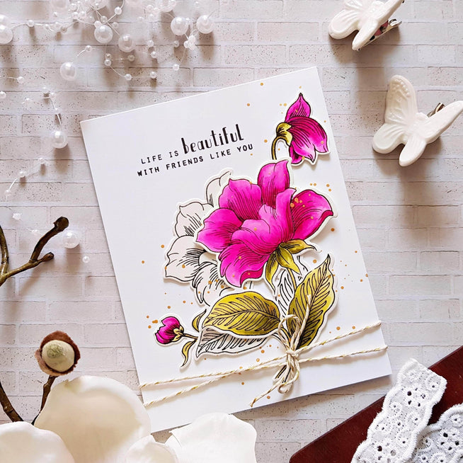 Photocentric Clear Stamps Engraved Flowers Stamp Set