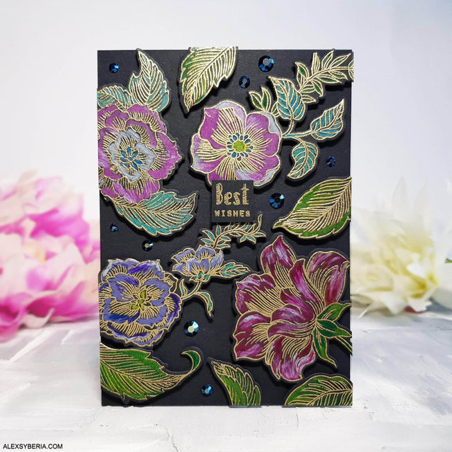 Photocentric Clear Stamps Engraved Flowers Stamp Set