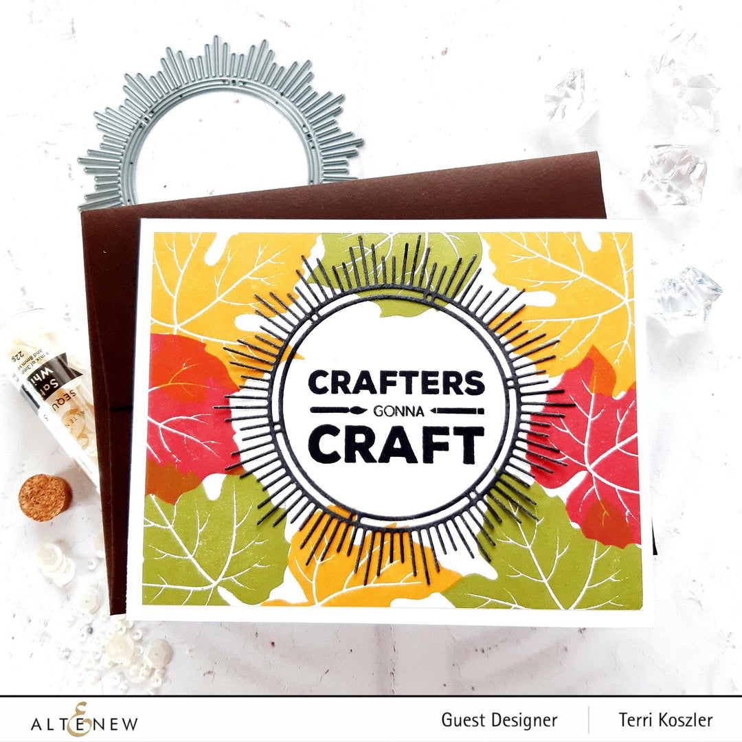 Set of Altenew clear grape leaves stamps showing detailed botanical designs on transparent sheets for crafting.