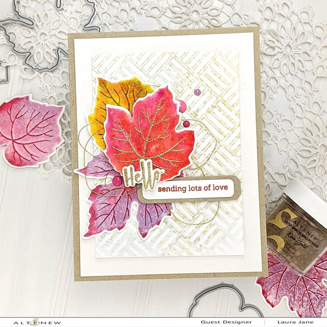 Altenew Grape Leaves Clear Stamp Set showing detailed grape leaf images for crafting and card-making projects.